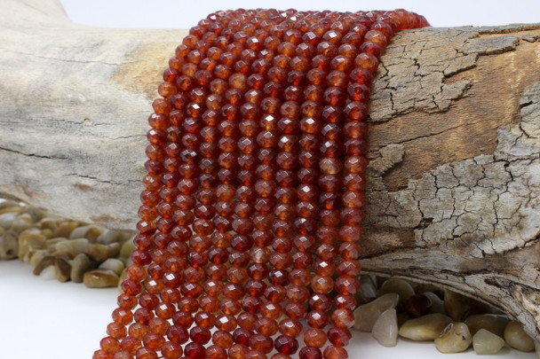 Jade Polished 4x6mm Dyed Terracota Faceted Rondelle