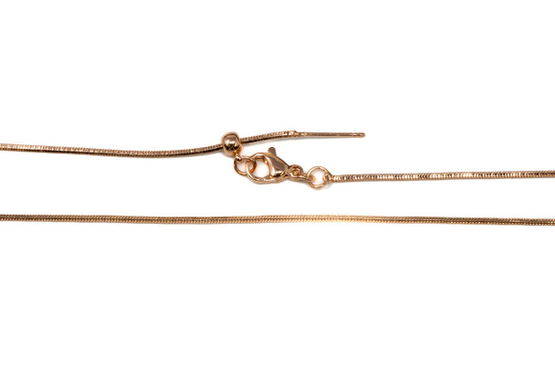 18K Rose Gold Plated Brass 1mm Snake Slide Chain 17" Finished Necklace