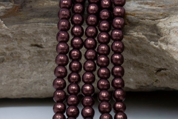 Czech Glass 4mm  Round -- Saturated Metallic Chicory Coffee