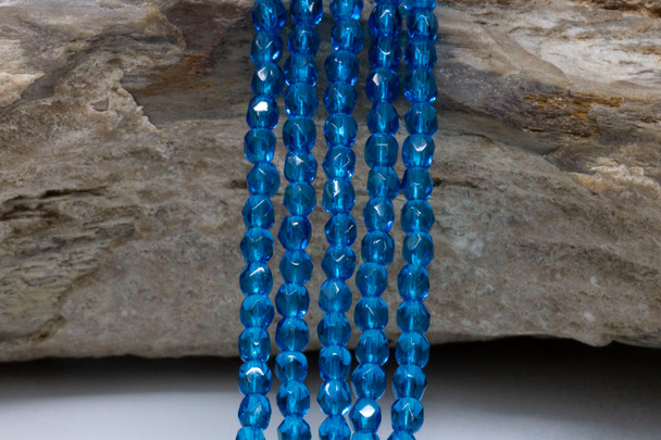 Fire Polish 3mm Faceted Round - Capri Blue
