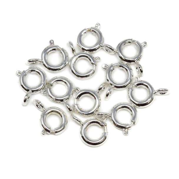 Silver Plated 6mm Spring Ring Clasp - 10 Pieces