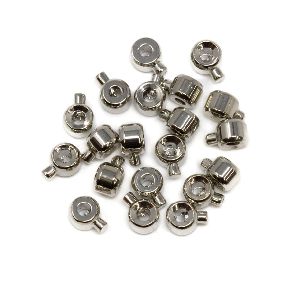 Long Lasting Platinum Plated 3mm Cylinder Lollipop Push Pin Crimps - 20 Pieces