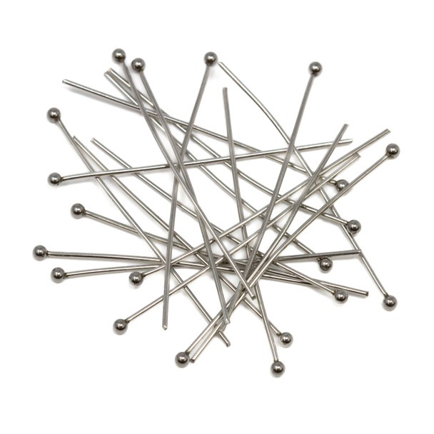Stainless Steel 39mm 24 Gauge Ball End Head Headpins - 20 Pieces