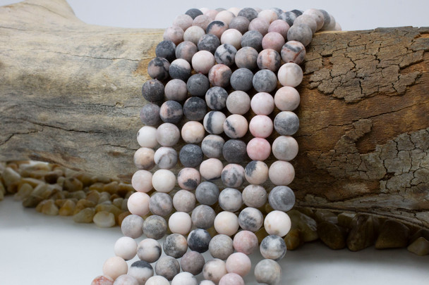Pink Zebra Jasper Matte 8mm Round