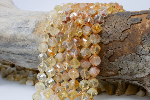 Citrine Polished 10mm Diagonal Cut Faceted Cube