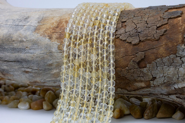 Citrine Polished 4mm Faceted Cube