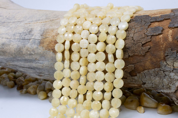 Yellow Jade Polished 8mm Faceted Coin