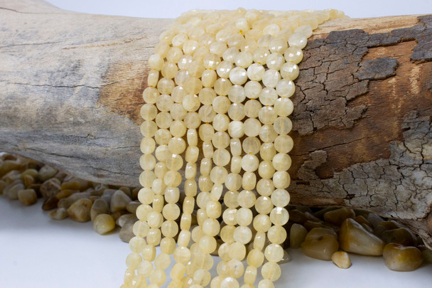 Yellow Jade Polished 6mm Faceted Coin