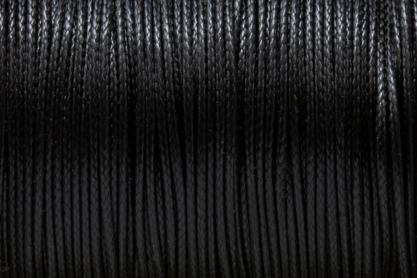 Black - 1mm Waxed Polyester Cord - Sold by the Foot