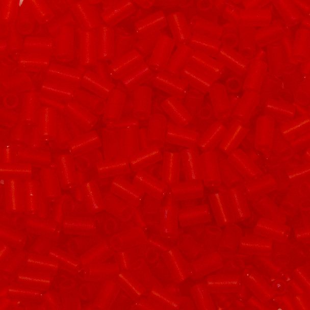 Toho 3mm Bugle Beads -- Transparent Frost Siam Light Ruby