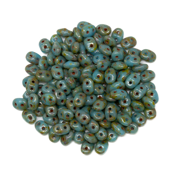 Matubo SuperDuo -- Blue Turquoise Picasso