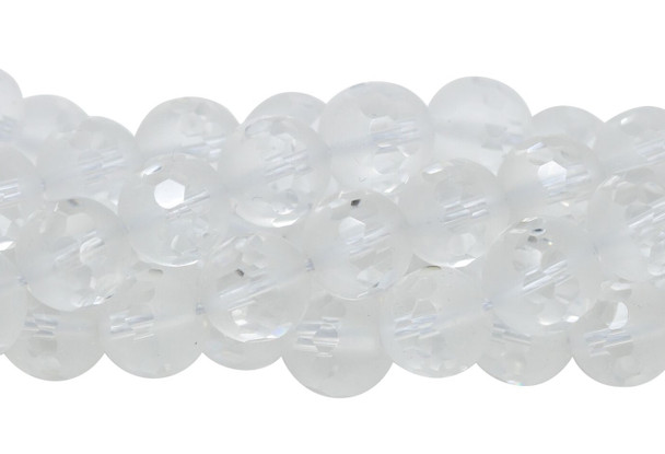 Crystal Quartz Matte 10mm Side Faceted Round