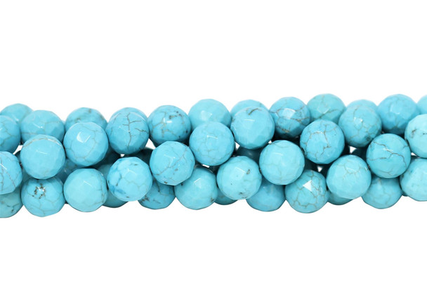 Howlite Turquoise Polished 10mm Faceted Round