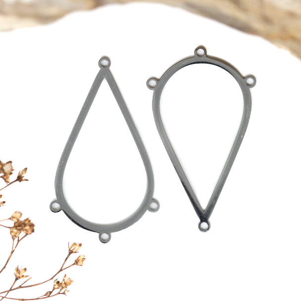 Stainless Steel 25x42mm Teardrop with 4 Loops Pendant
