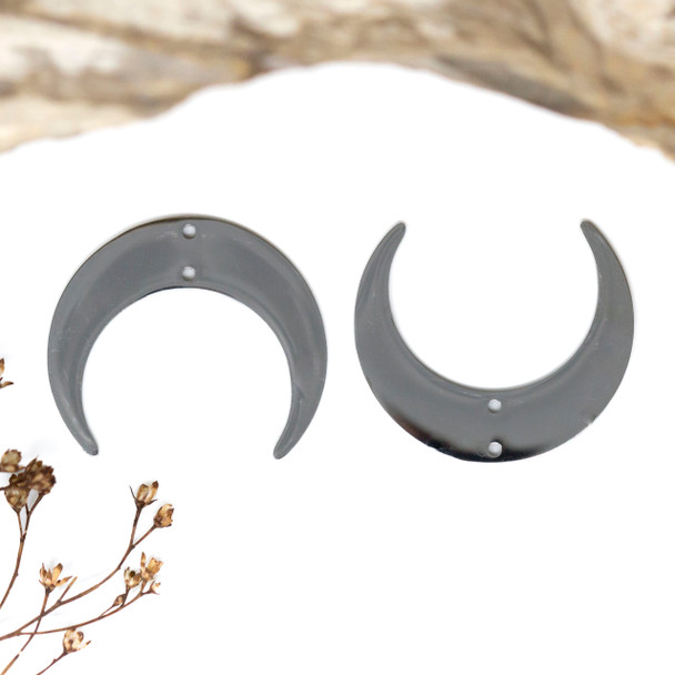 Stainless Steel 30x32mm Horizontal Crescent Moon Pendant