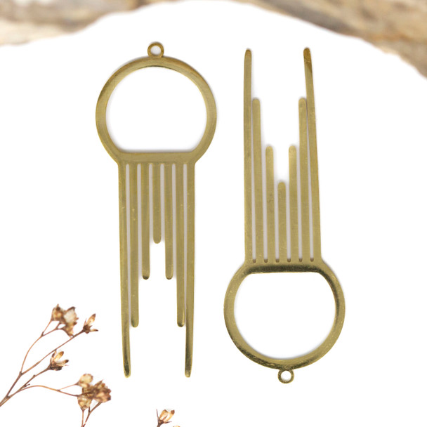 Gold Plated Stainless Steel 56x20mm Geometric Dreamcatcher Pendant