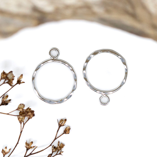 Sterling Silver Plated 15mm Textured Ring with Loop