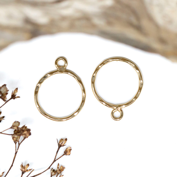 18kt Gold Plated 15mm Textured Ring with Loop