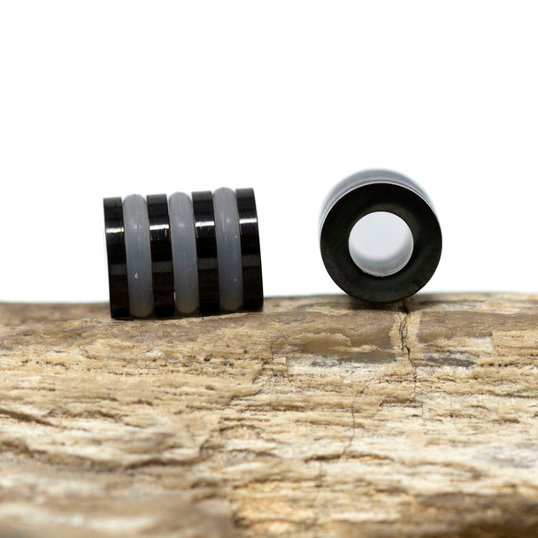 Gunmetal Stainless Steel 10x8mm Grey Rubber Ring Bead