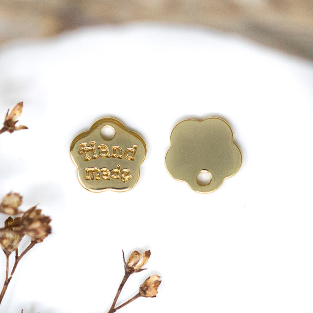 Gold Plated Stainless Steel 8mm Hand Made Flower Tag