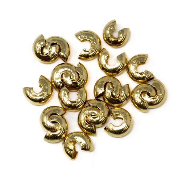 18kt Gold Plated Stainless Steel 5mm Crimp Covers - 20 Pieces
