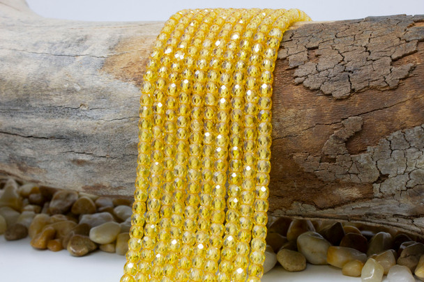 Zircon CZ AA Grade Polished Yellow 3.5x4mm Faceted Rondelle