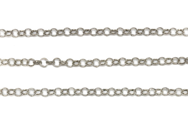 Platinum Plated 3.5mm Rolo Chain - Sold By 6 inches
