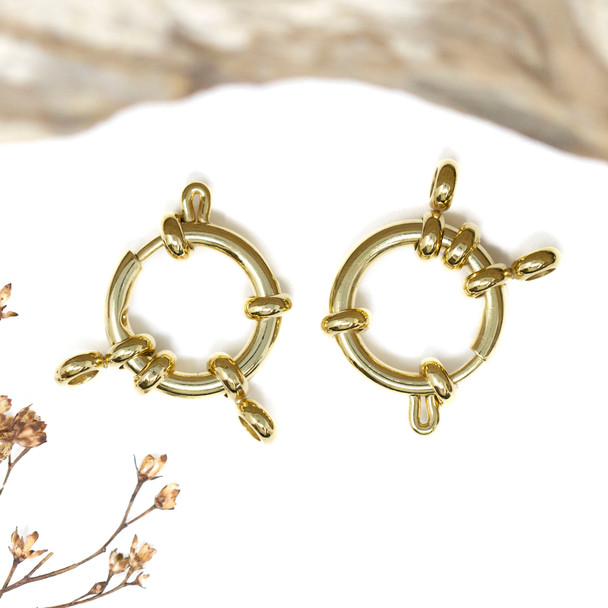 Gold Plated Stainless Steel 16mm Spring Clasp with Bail
