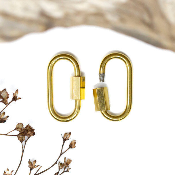 Gold Plated Stainless Steel 21x11mm Oval Carabiner Clasp