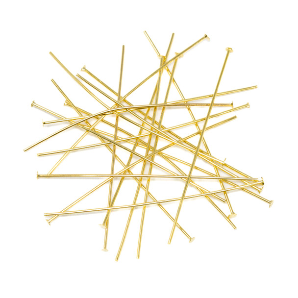 Gold Plated 45mm 21 Gauge Flat End Long Headpins - 20 Pieces