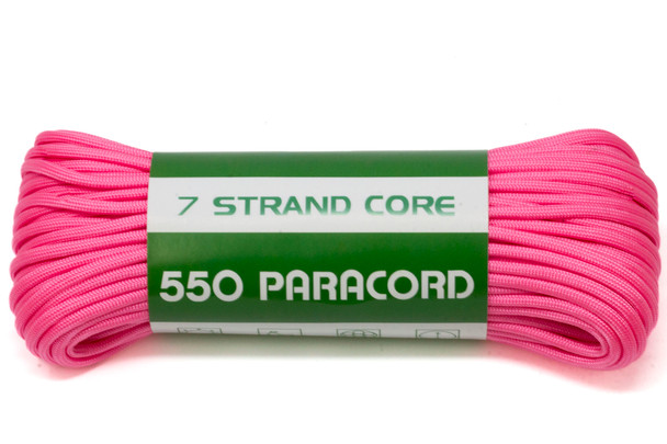 550 Paracord 4mm 7 Strand Core Strong Polyester Parachute Cord - Bright Pink