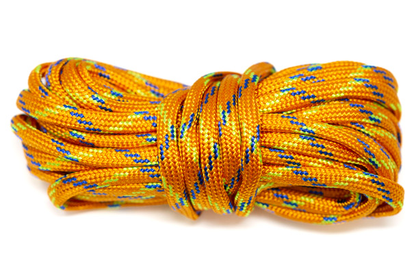Parachute Cord 4mm 7 Strand Core Polyester - Orange / Blue /Yellow Plaid