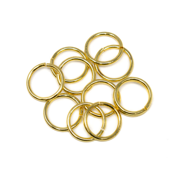 18kt Gold Plated 10.5mm Round 15 Gauge OPEN Jump Rings - 10 Pieces