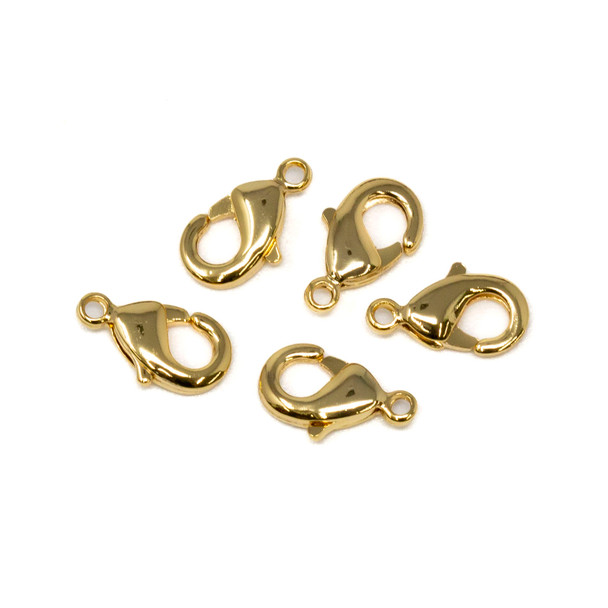 18kt Gold Plated Long Lasting 10x6mm Lobster Clasp - 5 Pieces