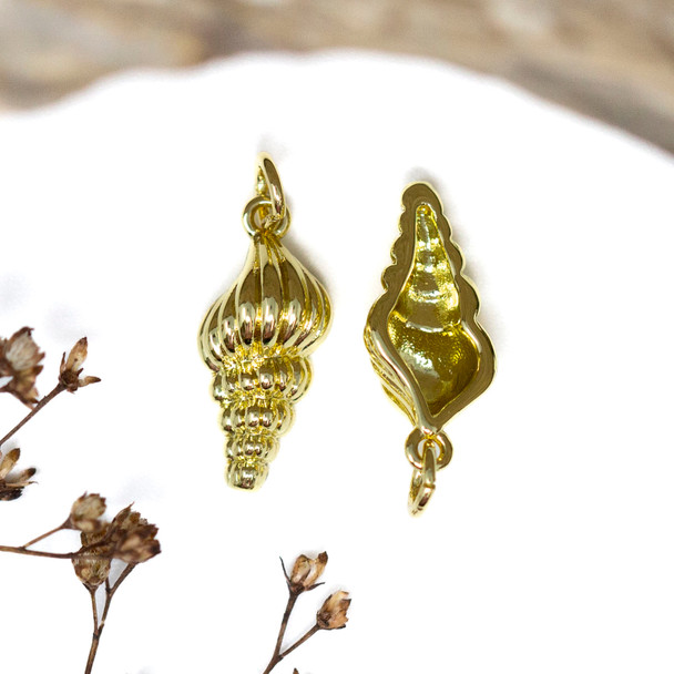 Gold Plated 19x9mm Conch Shell  Charm