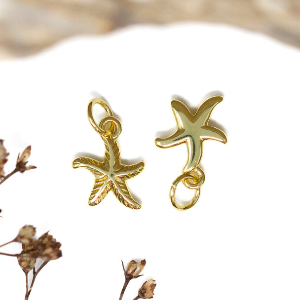 Gold Plated 9mm Tiny Starfish Charm