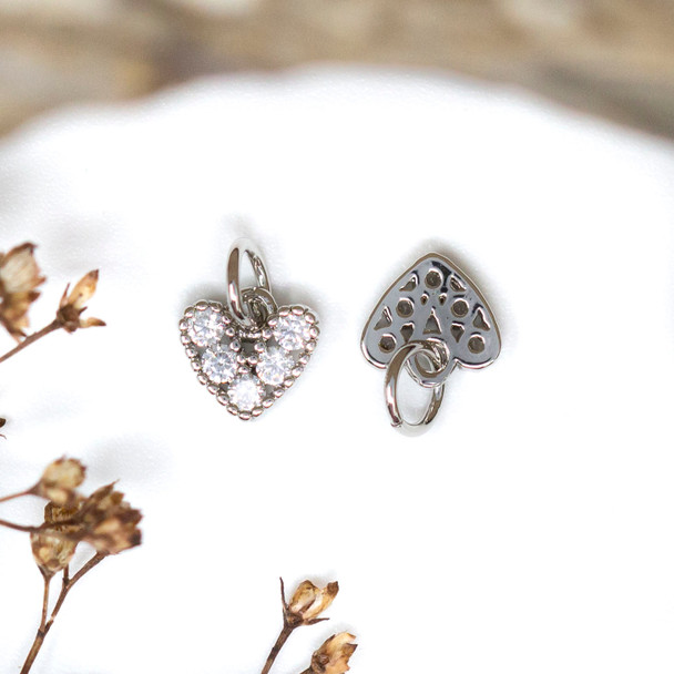 Silver Plated Micro Pave 7mm Tiny Heart Charm