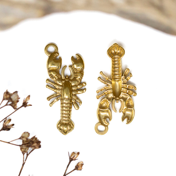 Gold Plated Stainless Steel 22x10mm Lobster Charm