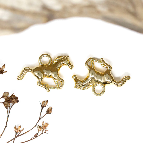 Gold Plated 26x22mm Horse Charm
