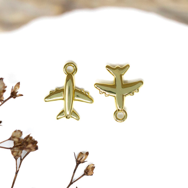 Gold Plated 12x10mm Airplane Charm
