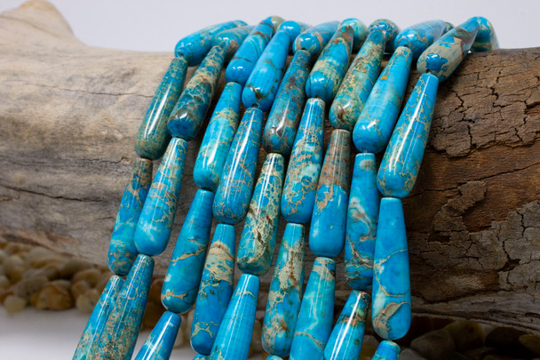 Impression Jasper Polished 8x30mm  - Aqua Terra Dyed - Drop