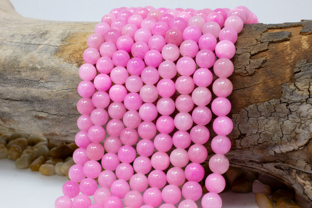 Jade Polished 8mm Round Dyed Light Candy Pink