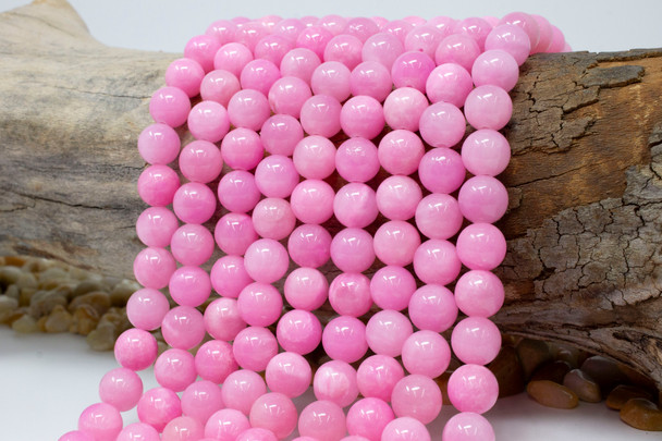 Natural Jade Polished 10mm Round Dyed Cotton Candy