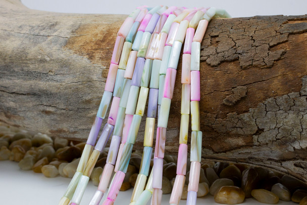 Natural Shell Pastel Mix 4x13mm Polished Tube