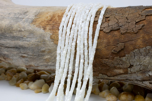 Mother of Pearl Shell White Polished 2x3mm Wheel
