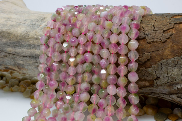 Natural Jade Polished 7-8mm Dyed Watermelon Star-Cut