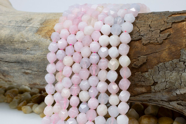 Natural Jade Polished 7-8mm Dyed Pink Mix Star-Cut