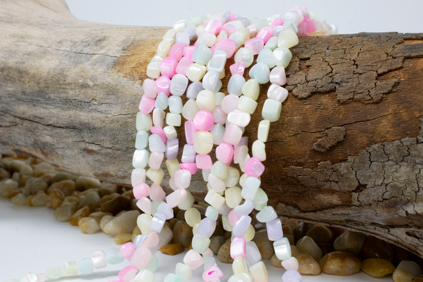 Natural Shell Polished 5-7mm Dyed Mix Nugget