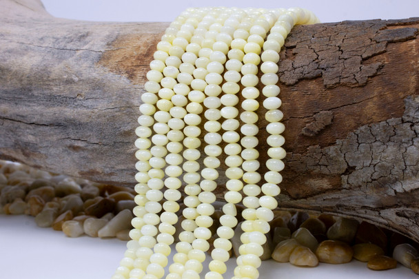 Natural Shell Polished 4x6mm Dyed Buttercup Rondelle