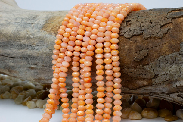 Natural Shell Polished 4x6mm Dyed Soft Orange Rondelle